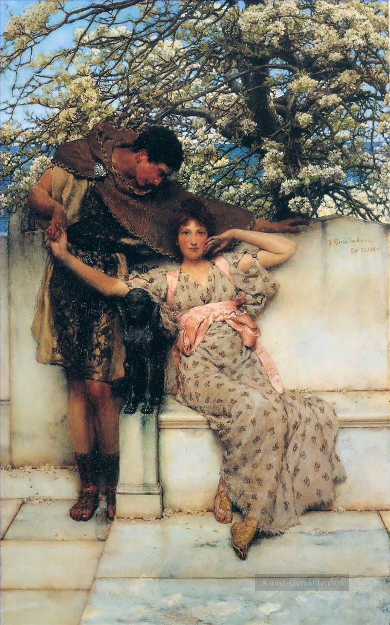 Versprechen des Frühlings romantischer Sir Lawrence Alma Tadema Ölgemälde
